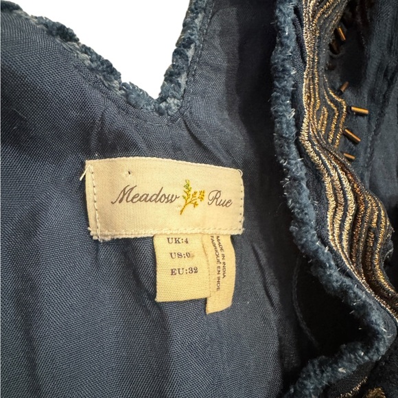 Anthropologie Meadow Rue Beaded Chevron Blue Dress Size 0 - Picture 6 of 10